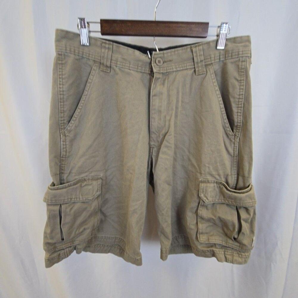 Wrangler Shorts Mens 32 Beige Cargo Canvas Relaxed Fit Utility Pockets